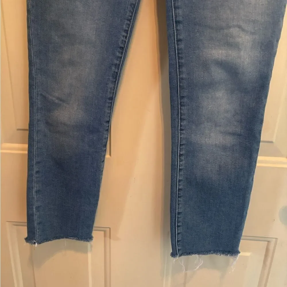 J. Crew Blue Ankle Cropped Jeans with raw hem